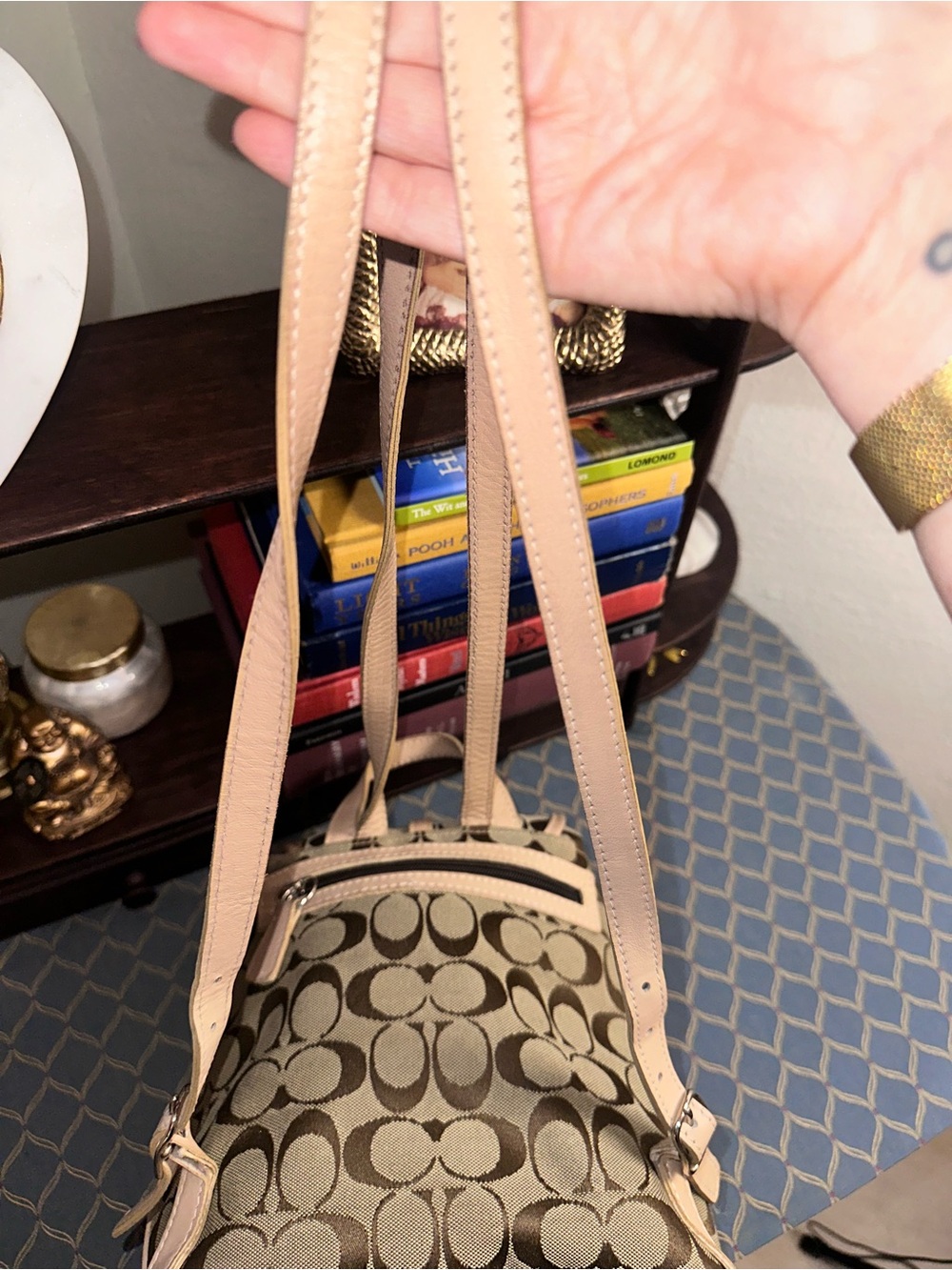 Vintage Coach Signature Canvas Mini Backpack | No. J92-6934 | Khaki/Tan - Picture 12 of 14